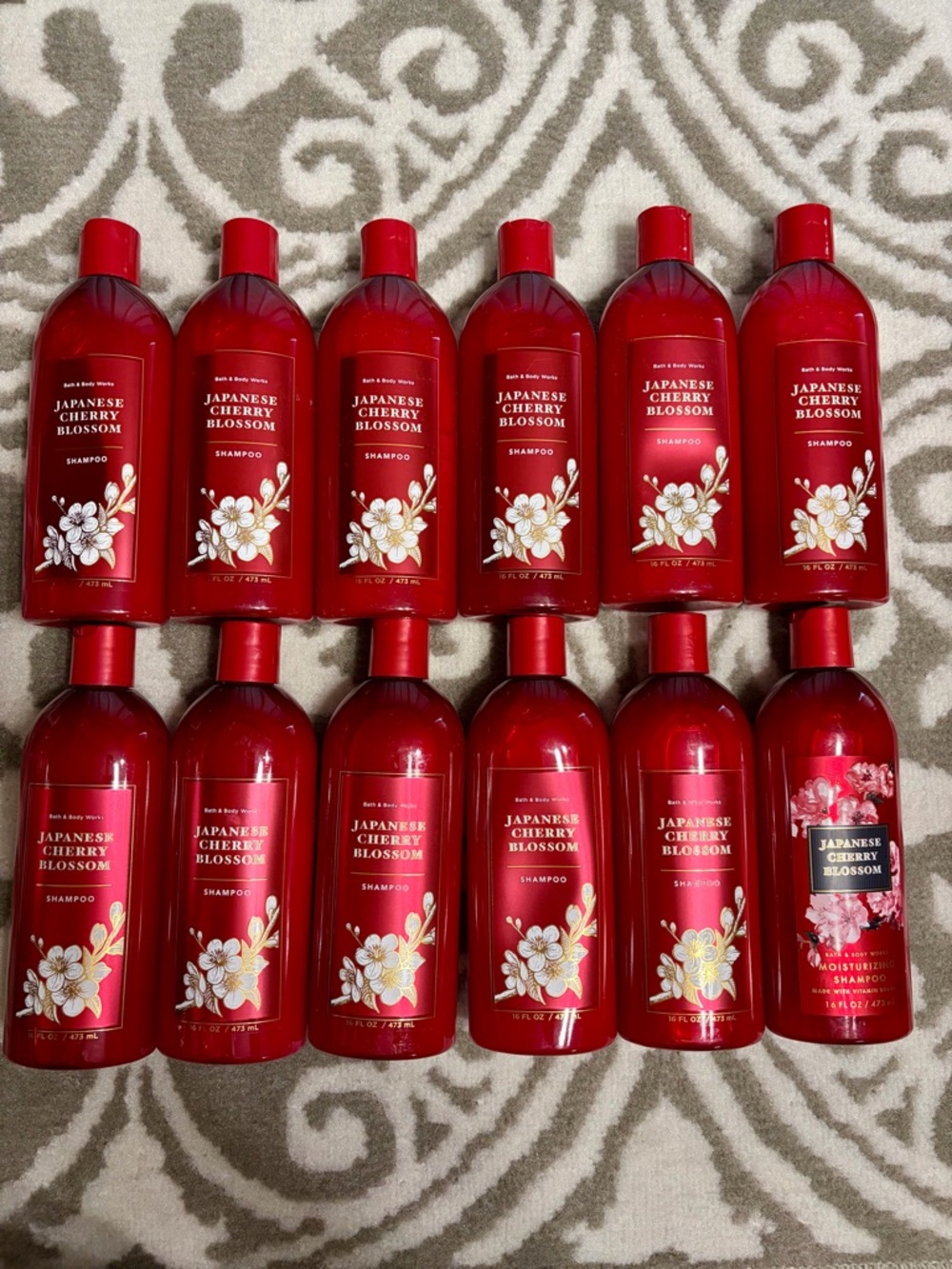 SET of 2 Bath & Body Works Japanese Cherry Blossom Shampoo bottles- Red